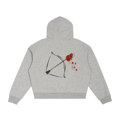 Contrast Plaid Boxy Zip Hoodie